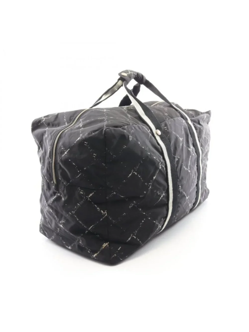 Chanel Boston Bag Vintage Travel Line Black Nylon